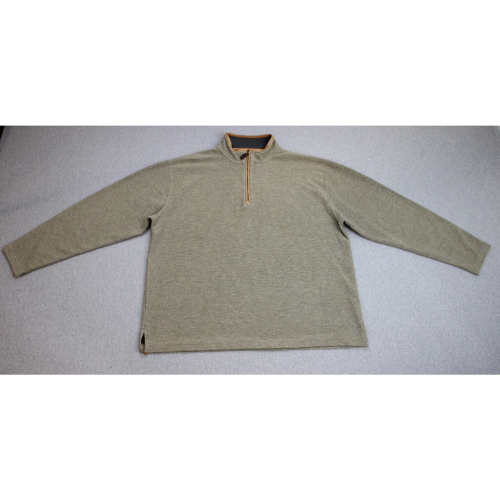 Orvis Sweater Mens Size XL Green Quarter Zip‎ Mock Neck Pullover